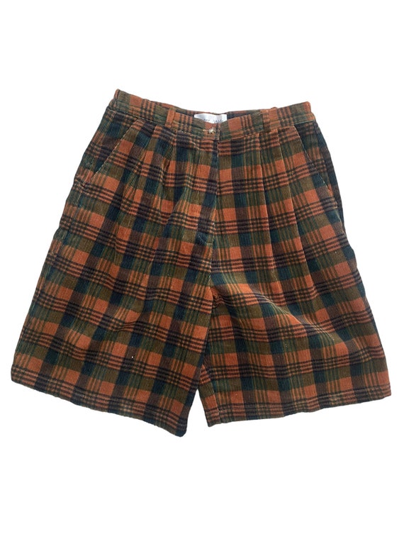 Vintage 90s Plaid Corduroy Shorts