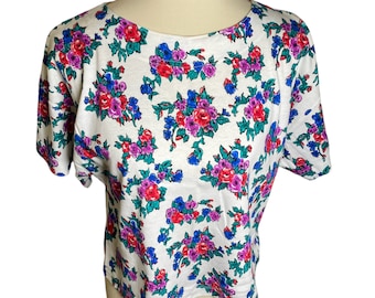 Vintage 80s Floral Crop Top