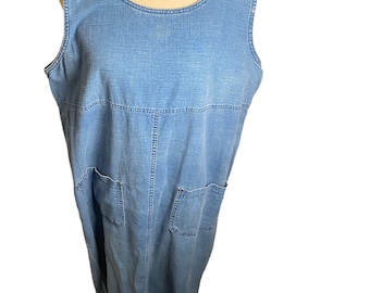 chinese dress ladies Long Denim Vest/Dress, Medium Blue L main image 0