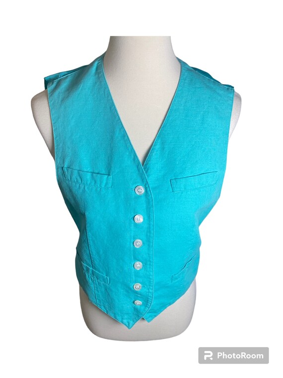 Vintage 90s Teal Button Up Vest