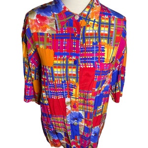Vintage 80s Multicolored Abstract Button Down with Front Pocket