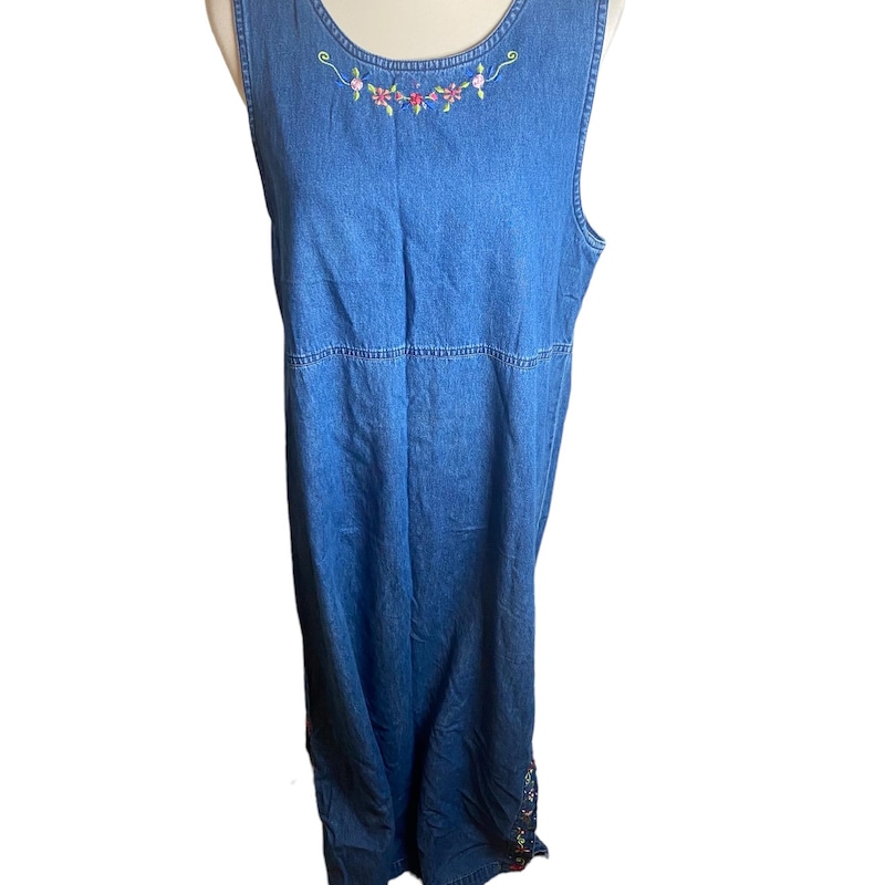 Flower Accent Cut Out Denim Maxi Dress