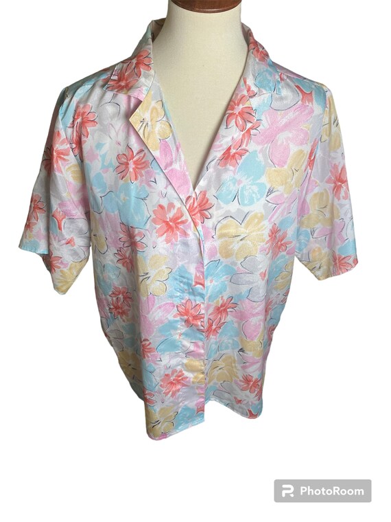 water colored swirl printed blouse