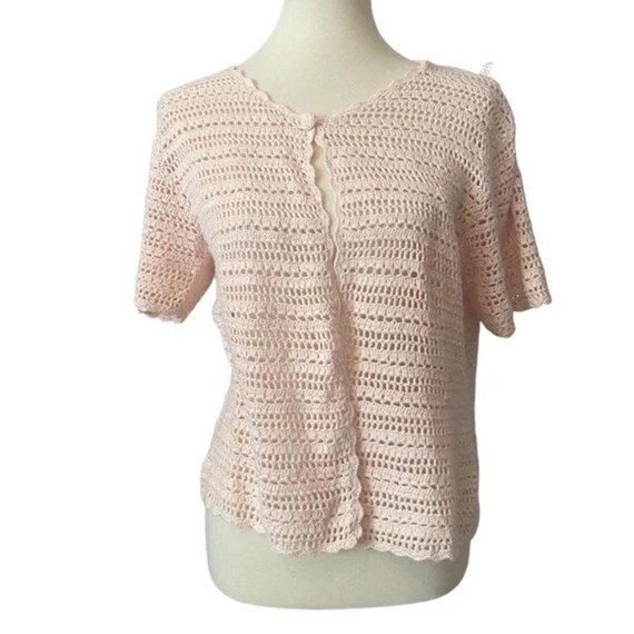 Vintage Knit Pink Cardigan. 80s Era. - image 1