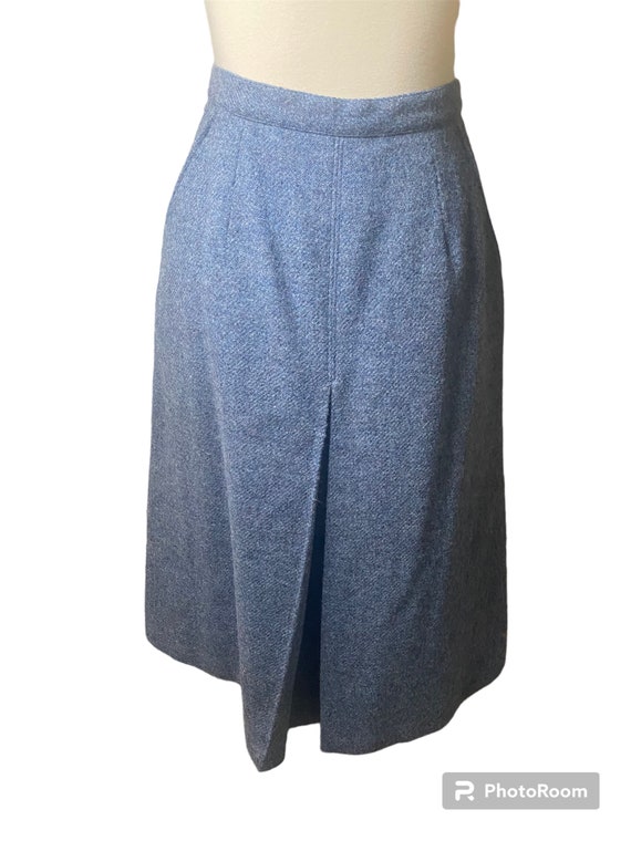 Vintage 70s Blue midi wool Skirt - image 1