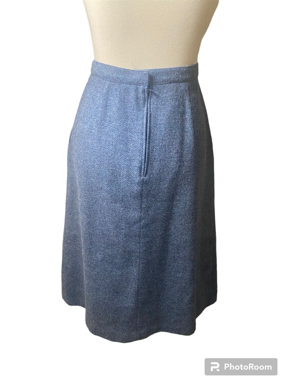 Vintage 70s Blue midi wool Skirt - image 2