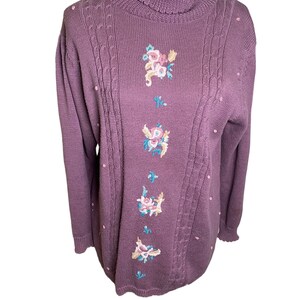 Vintage 80s floral turtleneck sweater