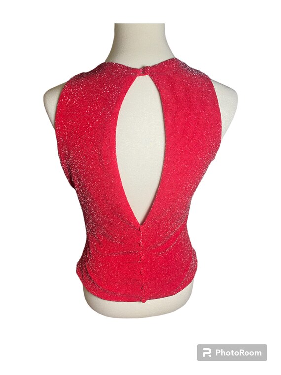 Vintage 80s Red Sparkly Sleeveless Top - image 2