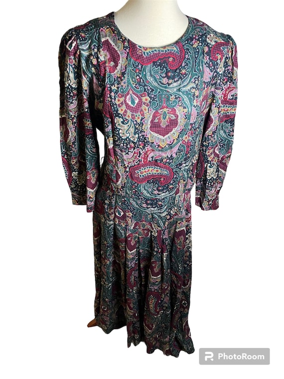 Vintage 80s Maxi Paisley Dress