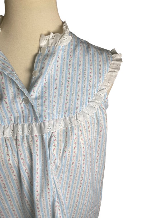 Vintage 70s Floral Striped Nightgown - image 2