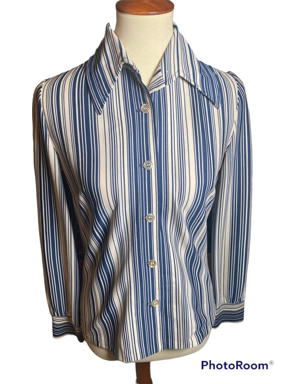 Vintage 70s Striped Button Down Shirt - image 1