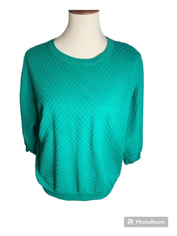 Vintage 80s Grid Textured Sweater Top