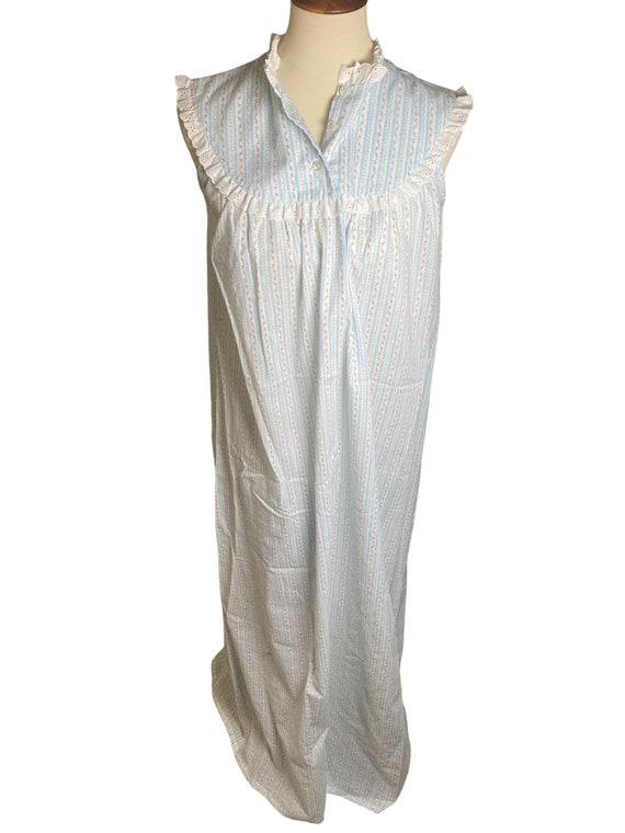 Vintage 70s Floral Striped Nightgown - image 1
