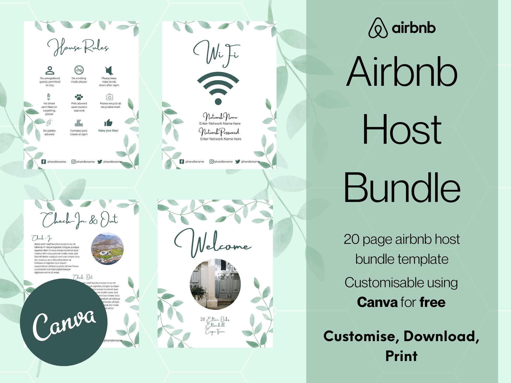 Airbnb Welcome Book Host Bundle Editable Canva  Etsy