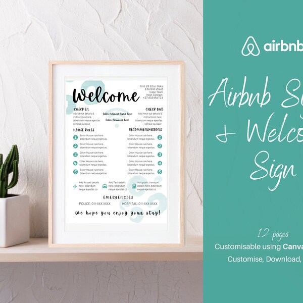 Airbnb Welcome Book & Signs | Airbnb Template | Host Bundle | Guestbook Signs |  Vacation Rental | VRBO House Rules
