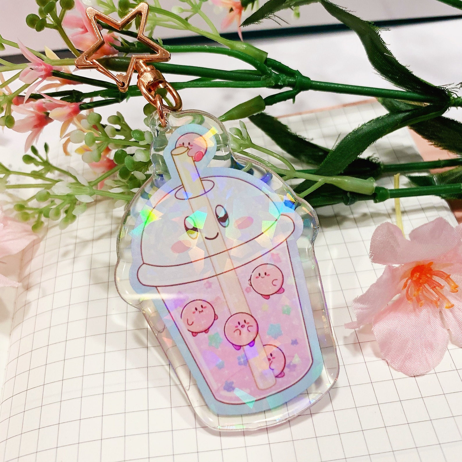 Kirby Bubble Tea 2.5 Holo Epoxy Doublesided Acrylic Etsy Canada