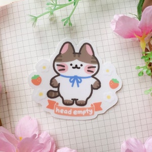 Hoofd lege peppy kat | 3" heldere matte vinylsticker