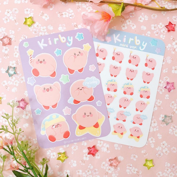 Kirby in Cute Poses | Matte Vinyl Sticker sheet