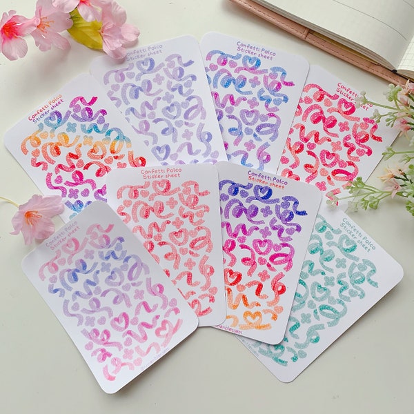 Confetti Polco [SÉRIE 1] | 8 paletas de cores | Folha de adesivo de vinil fosco
