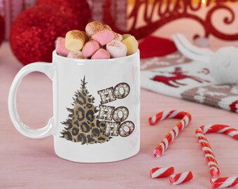 Leopard-Druck-Weihnachtsbaum-Becher, Feiertags-Kaffeetasse
