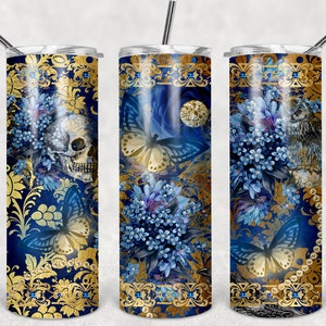 Midnight Gold Butterfly Personalized 20 oz skinny Tumbler