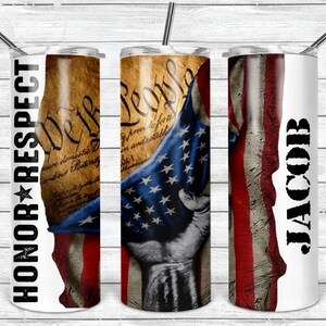 We the People Constitution and Flag Personalized 20 oz skinny Tumbler