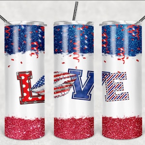 Patriotic Red White and Blue Personalized 20 oz skinny Tumbler