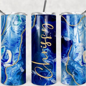 Blue ocean agate Customized/ Personalized 20 oz skinny Tumbler