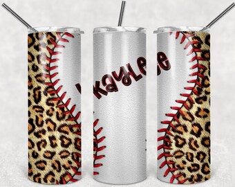 Leopard Baseball Personalized 20 oz skinny Tumbler