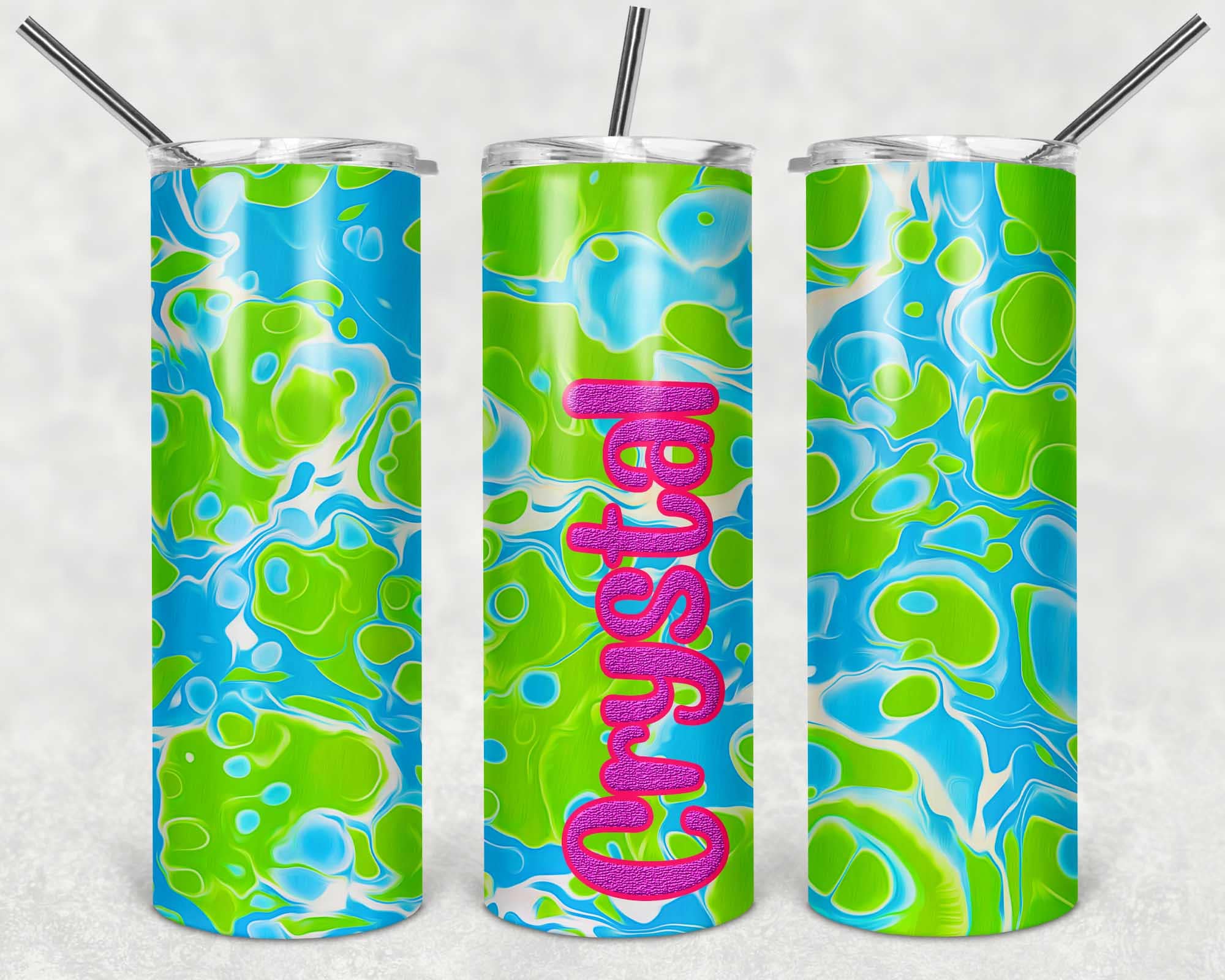 Blue and green Summer Fun Personalized 20 oz skinny Tumbler