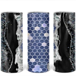 Blue Bee Comb Wrap 20 oz skinny Tumbler
