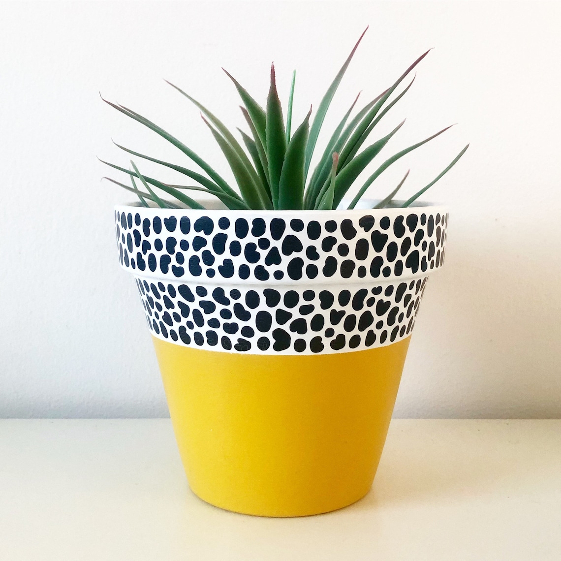 Mustard Yellow Dalmatian Print Plant Pot Mustard Yellow Etsy