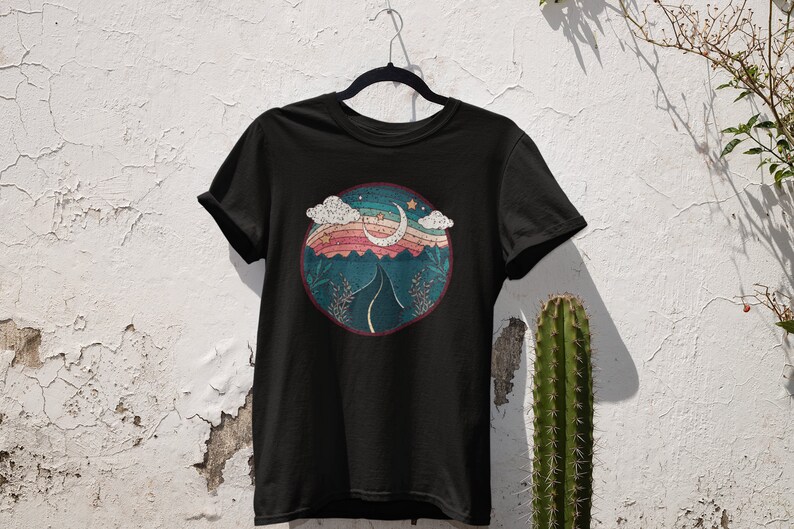 Moon Shirt Night Sky Shirt Retro Shirt Graphic Tee Etsy