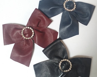 Handmade Real Leather Bow Brooch, Fashion Accessories. Birthday gift, Mother's day, Christmas etc.