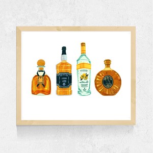 Wydruk sztuki barowej | Pobieranie cyfrowe | Butelki z alkoholem | Oryginalna sztuka | Trendy