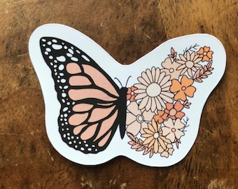 Aesthetic Flower butterfly sticker, aesthetic stickers, boho aesthetic stickers, aesthetic boho sticker, preppy sticker.