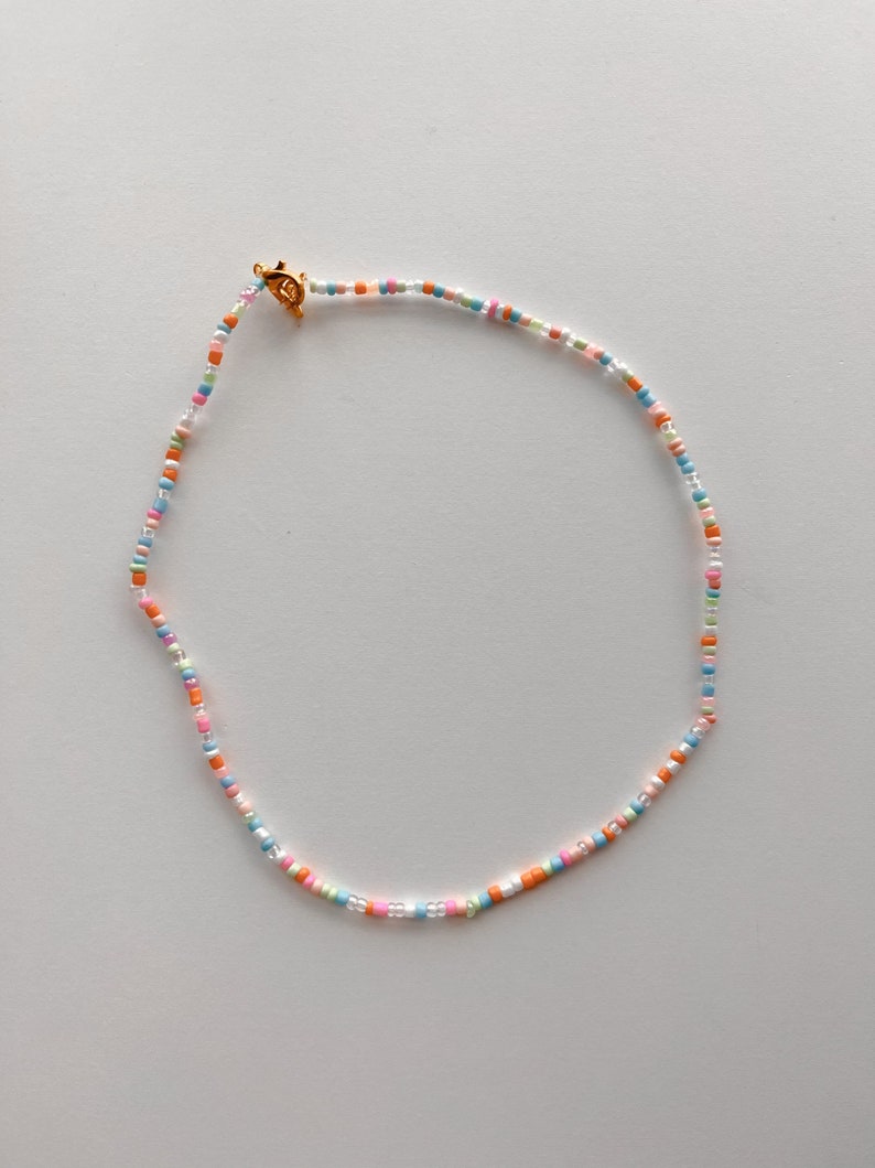 Seed Bead Necklaces Blue or Pink. Coral Beachy Preppy and - Etsy