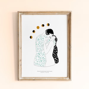 Framed sheets. Love illustrations. Klimt illustration. The kiss. Large paintings.