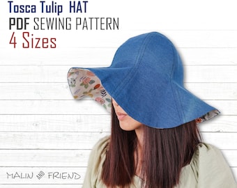 Tosca Tulip Hat Sewing Tutorial And Templates, Easy-to-Follow Sewing Tutorial, wide brim hat, summer hat, reversible sun hat, gilft for her