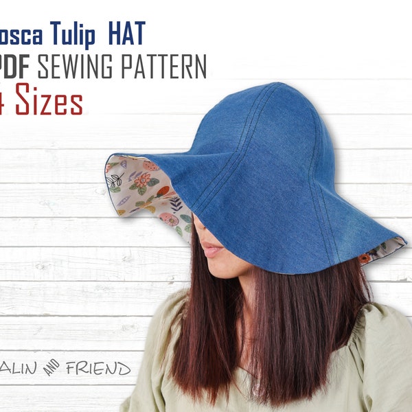 Tosca Tulip Hat Sewing Tutorial And Templates, Easy-to-Follow Sewing Tutorial, wide brim hat, summer hat, reversible sun hat, gilft for her