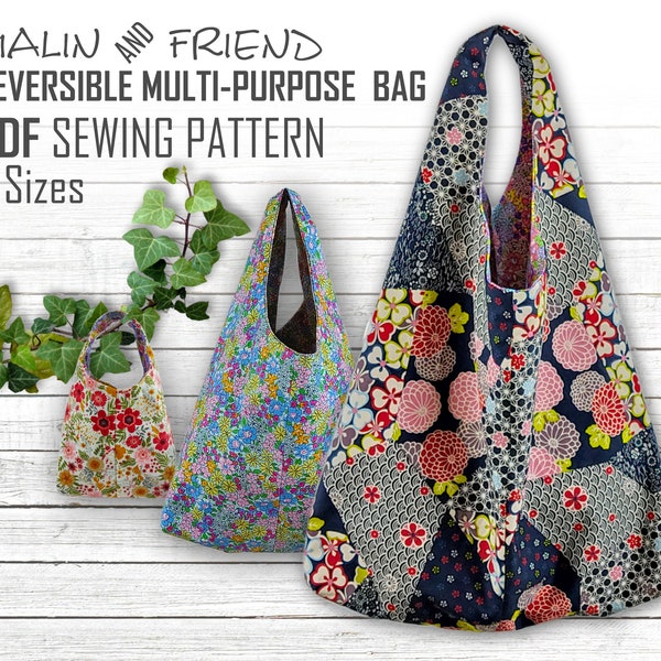 Reversible Floral Tote Bag Pattern PDF File - Instant Download Eco-Friendly Market Bag Template | Multipurpose Shopping Sack Printout