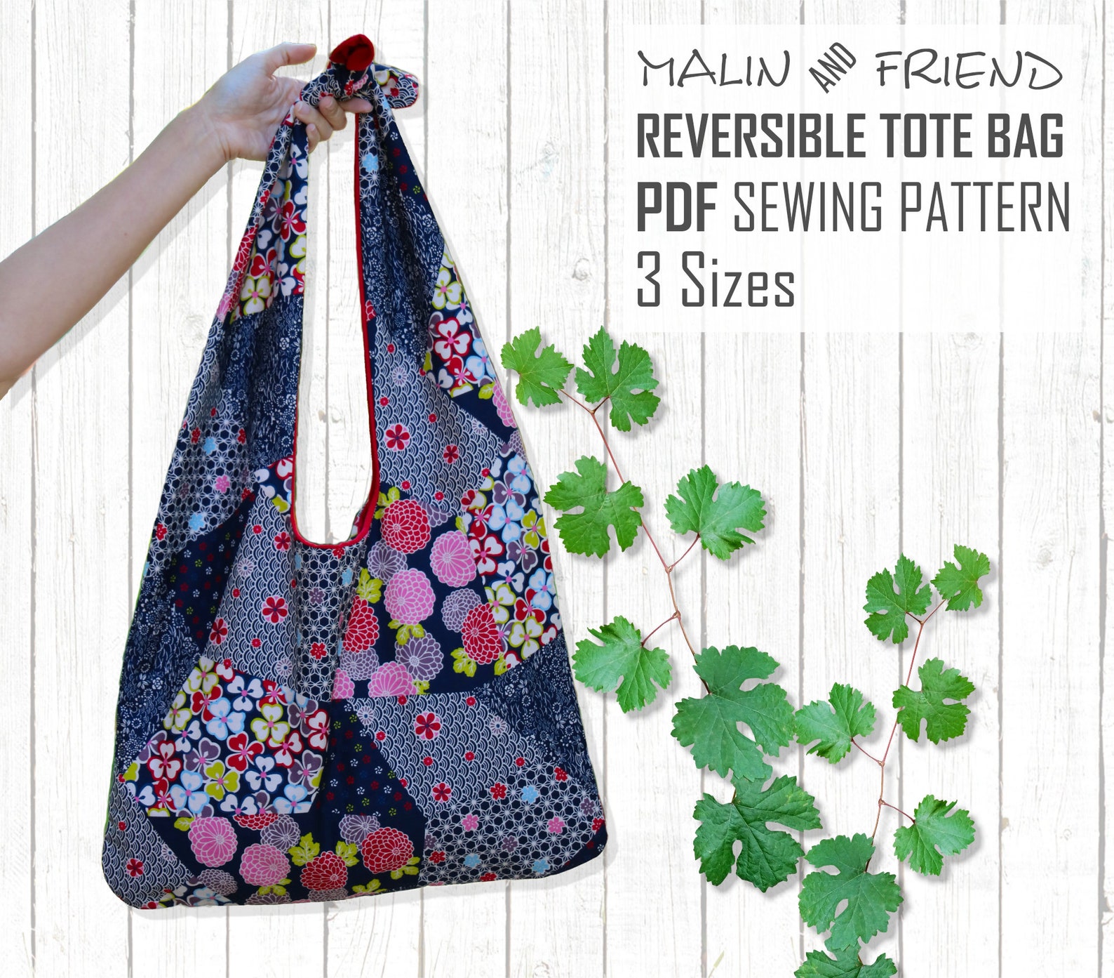 Reversible Tote Bag Pattern PDF File - Instant Download Boho Market Bag ...