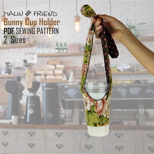 Bunny Cup Holder Sewing Pattern,Cup Holder With Straw Holder,Cup Cozy Pattern,Boba Tea Gift,Fun Sewing Pattern,Coffee Cup Sleeve,PDF Sewing