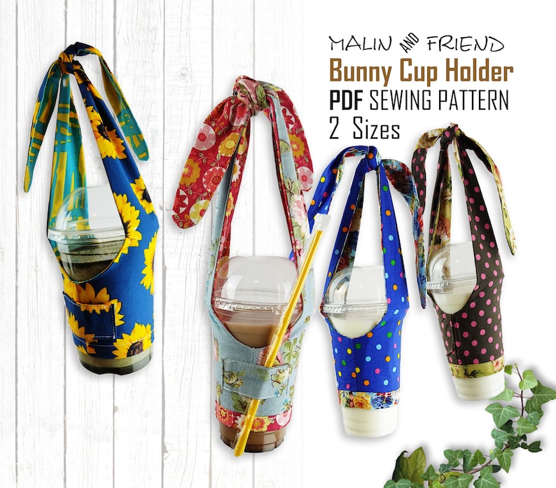 Printable Bunny Style Cup Holder Sewing Pattern Instant Etsy