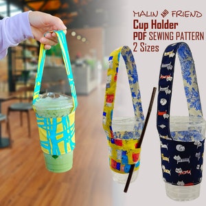 Printable Cozy Cup Holder Sewing Pattern - Instant Download Cold Drink Cup Sleeves Template for Coffee To Go | Drinking Sleeves for Friends