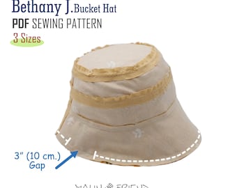 Bethany Reversible Bucket Hat Sewing Pattern Digital Download Print at Home Summer Hat Sewing Project Instant Download Beach Hat Tutorial