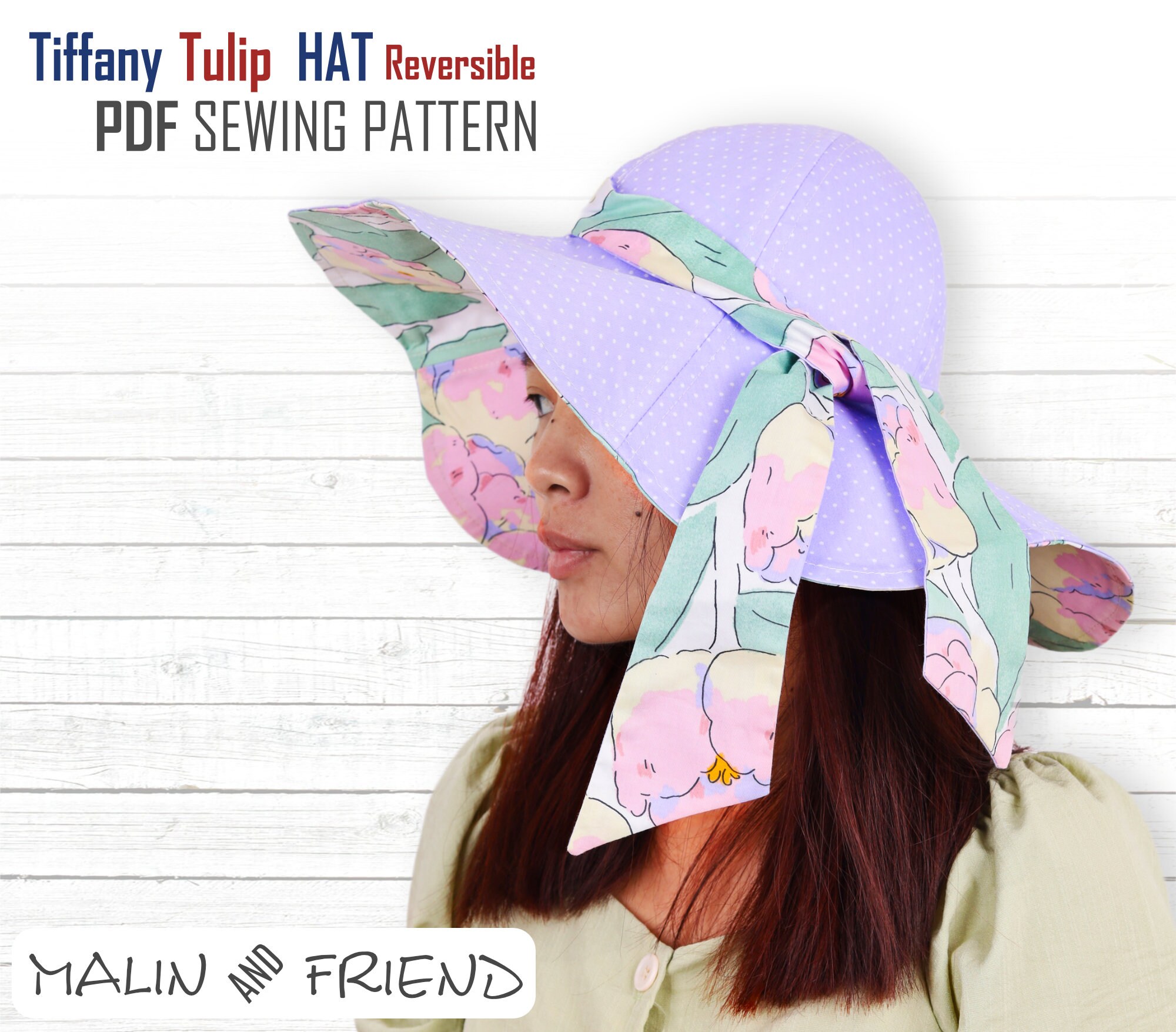 Tiffany Tulip Hat Wind Brim Sewing Pattern, Four Sizes Tulip Hat, Pdf ...