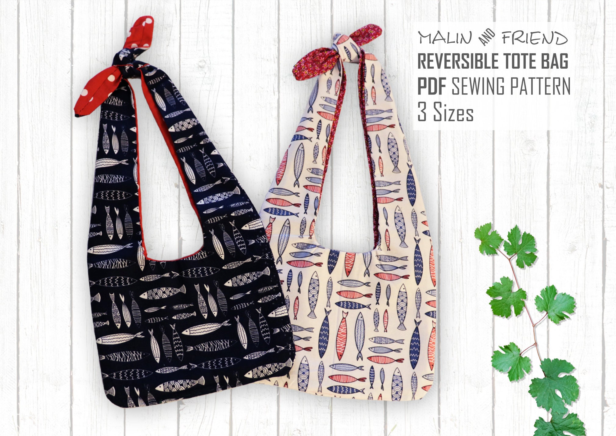 Reversible Tote Bag Pattern,,Bag Pattern PDF ,Bag Template,shopping b…