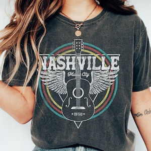 Nashville music city t-shirt - Comfort Colors Graphic tee shirt - Girls trip - Nashville Tennessee - Guitar shirt - Country music t-shirt
