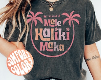 Mele Kalikimaka Comfort Colors T-Shirt: Retro Hawaiian Christmas